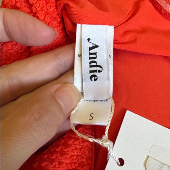 Andie Kauai One Piece Swimsuit textured Vermillion Orange size S NWT - Picture 5 of 7
